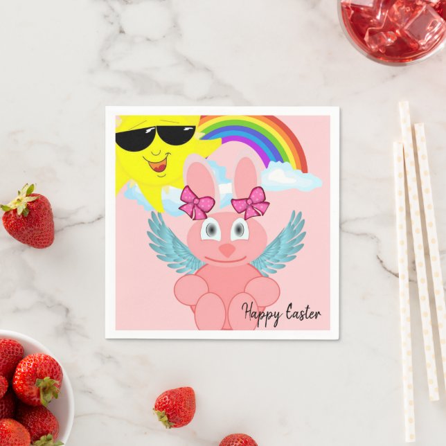 Guardanapo De Papel Papel Napkins, Felz pascoa de Coelho Rosa (Insitu)
