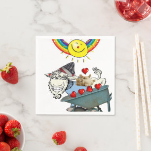 Guardanapo De Papel Papel Napkins, Gatinho Gato Corações Vermelhos Arc