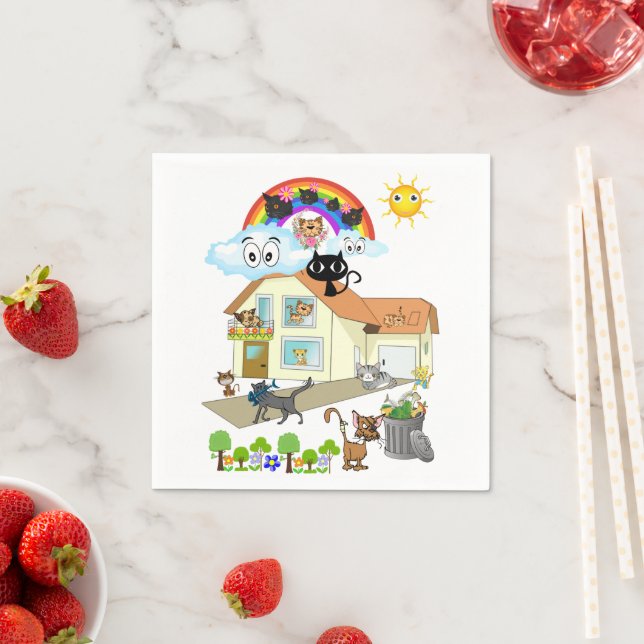 Guardanapo De Papel Papel Napkins, Gatos Meow Napkins (Insitu)