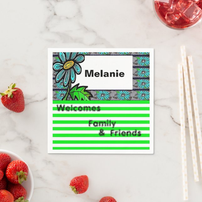 Guardanapo De Papel Papel Napkins, Greve Verde Floral (Insitu)