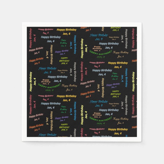 Guardanapo De Papel Papel Napkins Janeiro, 4 Aniversário (Frente)