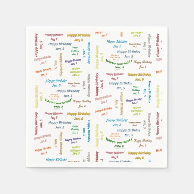 Guardanapo De Papel Papel Napkins Janeiro, 5 Aniversário (Frente)