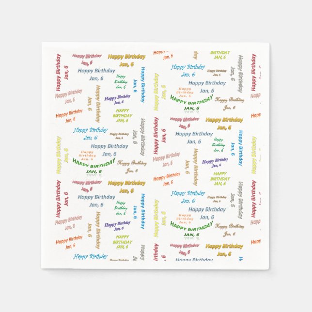 Guardanapo De Papel Papel Napkins Janeiro, 6 Aniversário (Frente)