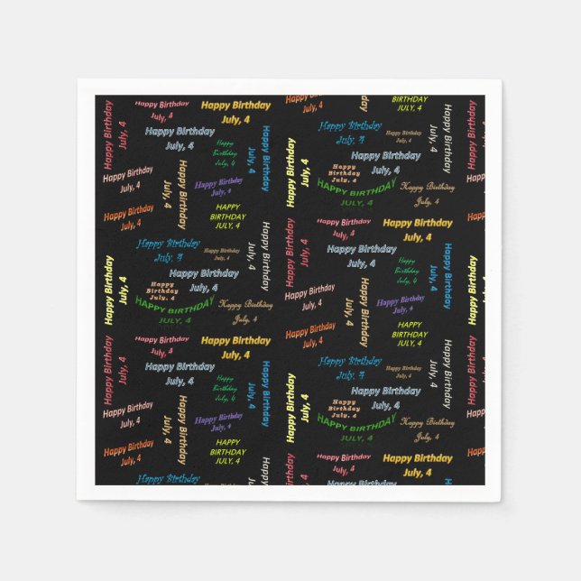 Guardanapo De Papel Papel Napkins julho, 4 de aniversário (Frente)