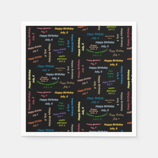 Guardanapo De Papel Papel Napkins julho, 6 de aniversário (Frente)