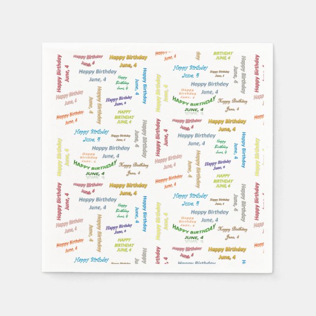 Guardanapo De Papel Papel Napkins Junho, 4 Aniversário (Frente)