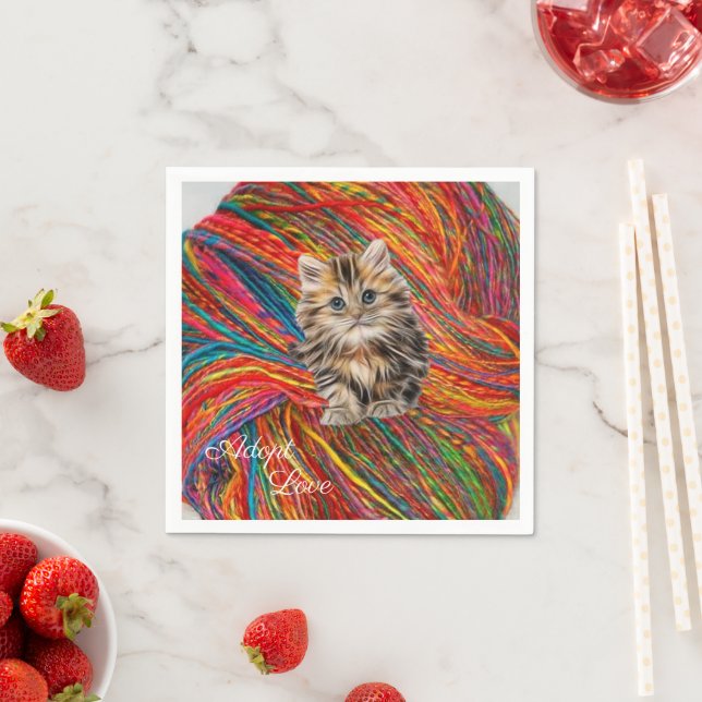 Guardanapo De Papel Papel Napkins, Kitten Yarn (Insitu)