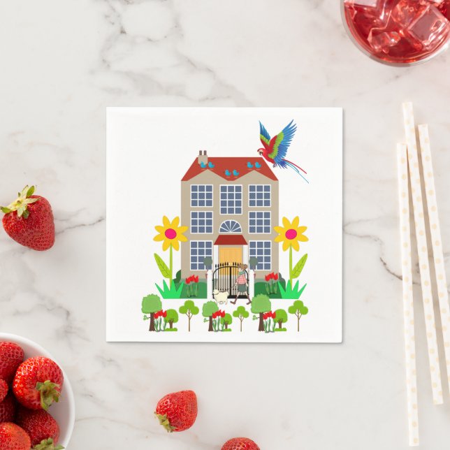 Guardanapo De Papel Papel Napkins, Lady Dog Floral Napkins (Insitu)