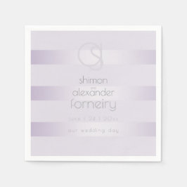 Guardanapo De Papel PAPEL NAPKINS | Lilac Shimmer Stripes Monograma