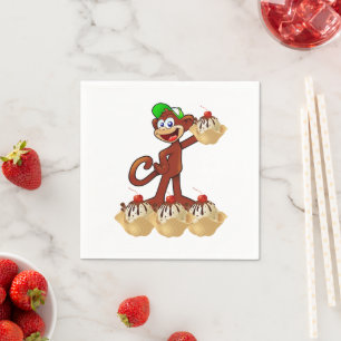 Guardanapo De Papel Papel Napkins, Macaco Sorvete Napkins