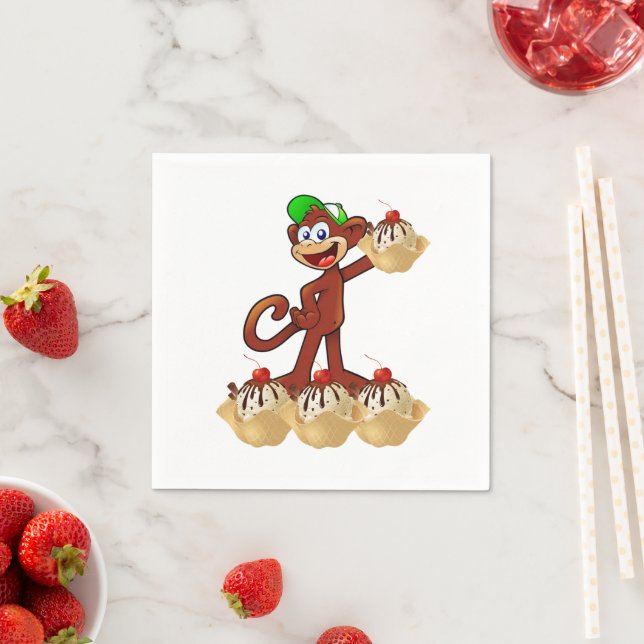 Guardanapo De Papel Papel Napkins, Macaco Sorvete Napkins (Insitu)