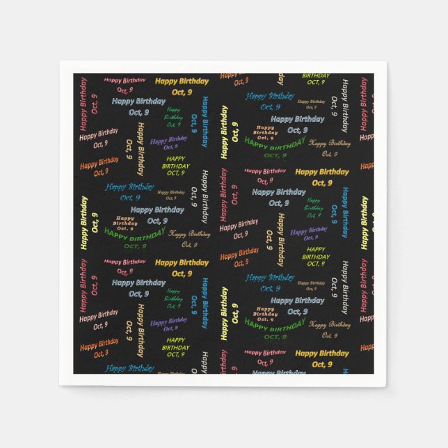Guardanapo De Papel Papel Napkins outubro, 9 de aniversário (Frente)