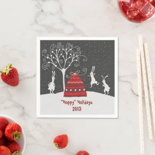 Guardanapo De Papel Papel Napkins para Feriados Coelhinhos de inverno