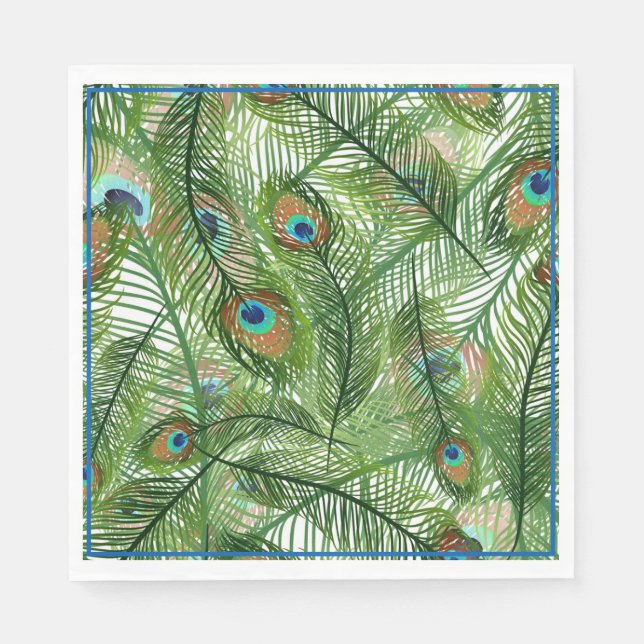 Guardanapo De Papel Papel Napkins-Penas de Peacock (Frente)