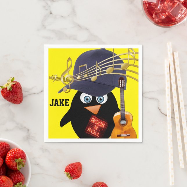 Guardanapo De Papel Papel Napkins, Penguitarra Rock n Roll (Insitu)