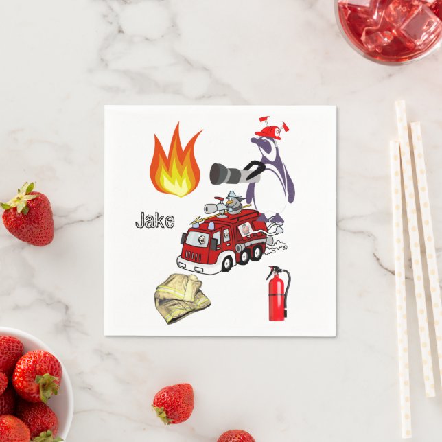Guardanapo De Papel Papel Napkins, Pinguim Fogo Bombeiro (Insitu)