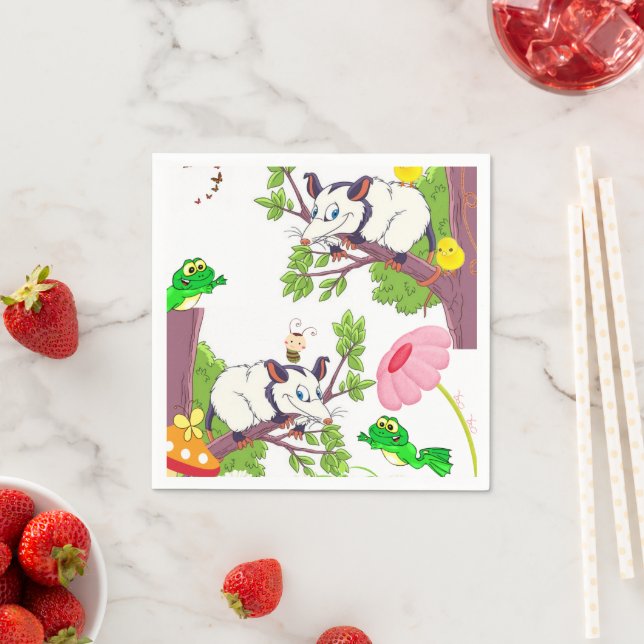 Guardanapo De Papel Papel Napkins, Possum Pintinho Sapo Floral (Insitu)