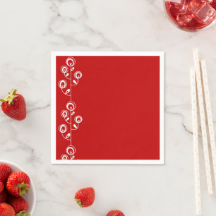 Guardanapo De Papel Papel Napkins, Red White Floral