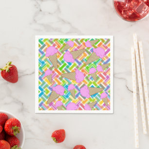 Guardanapo De Papel Papel Napkins, Sorvete de Morango Chevron