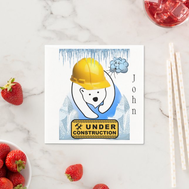 Guardanapo De Papel Papel Napkins, Urso Polar Em Construção (Insitu)