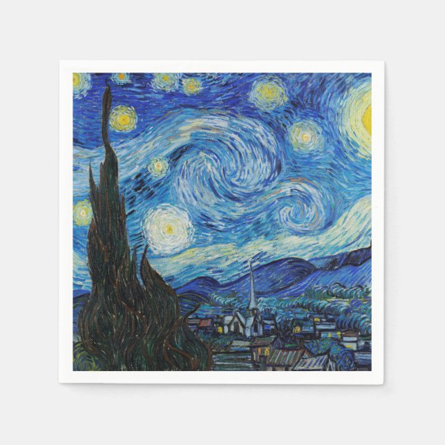 GUARDANAPO DE PAPEL PAPEL NAPKINS : VAN GOGH : STARRY NOITE (Frente)