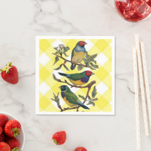 Guardanapo De Papel Papel Napkins, Xadrez Amarelo de Aves