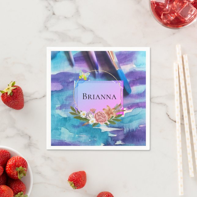 Guardanapo De Papel Papel Nápoles, Flores de Aquarela (Insitu)