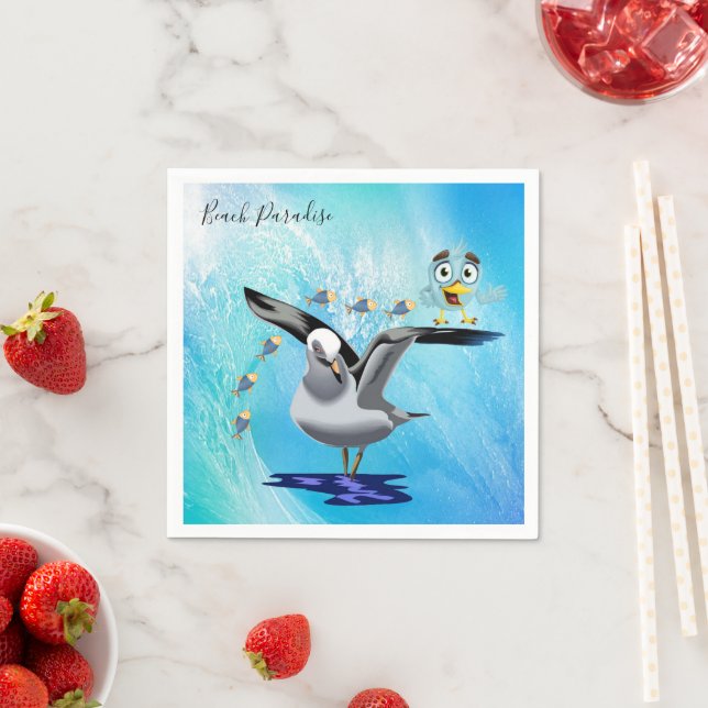 Guardanapo De Papel Papel Nápoles, Peixe-Seagulo Onda De Pássaros (Insitu)