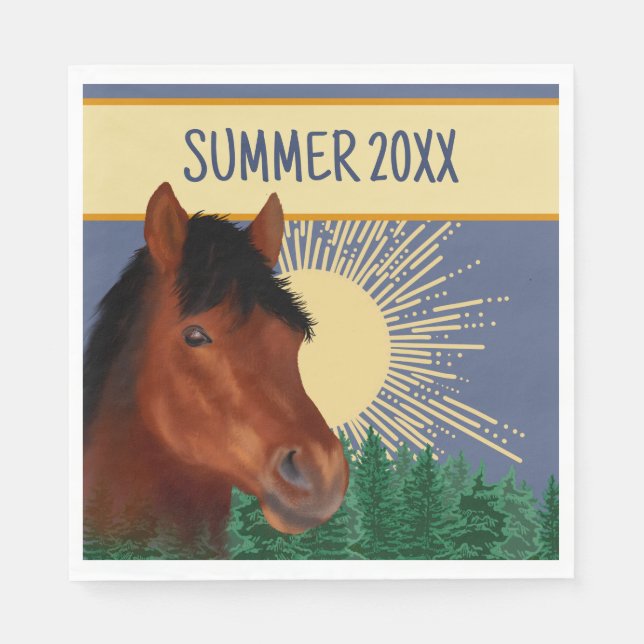 Guardanapo De Papel Papel para Cavalo Marrom do trevo equestre (Frente)