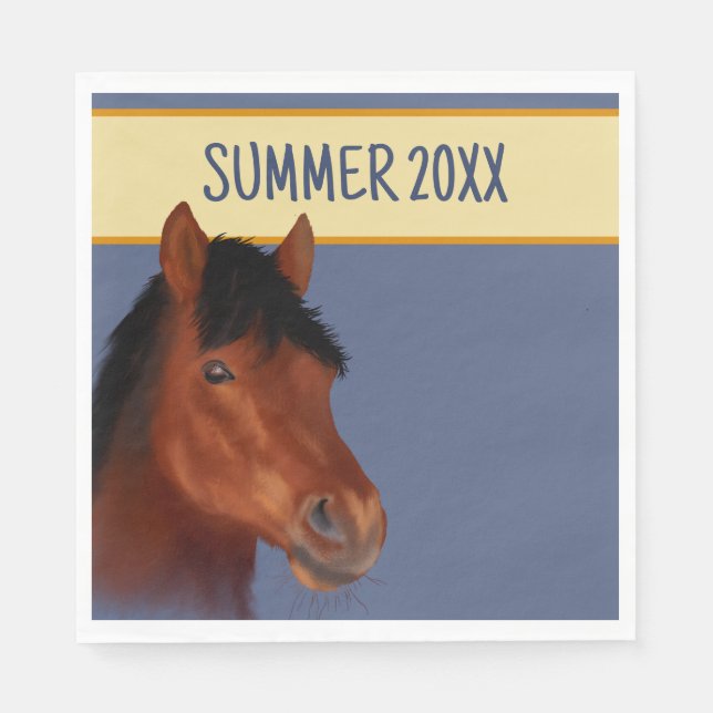 Guardanapo De Papel Papel para Cavalo Marrom do trevo equestre (Frente)