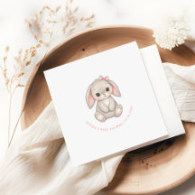 Papel para Chá de Bebê Menina Coelhinho Rosa Bege