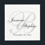 Guardanapo De Papel Papel personalizado clássico em preto e branco em<br><div class="desc">Guardanapos personalizados de papel monograma para casamentos. Personalize este acessório de casamento do excelente com os nomes da noiva e noiva,  data de casamento,  inicial ou qualquer coisa que você quiser. Role para baixo para ver os produtos correspondentes que você pode desfrutar.</div>