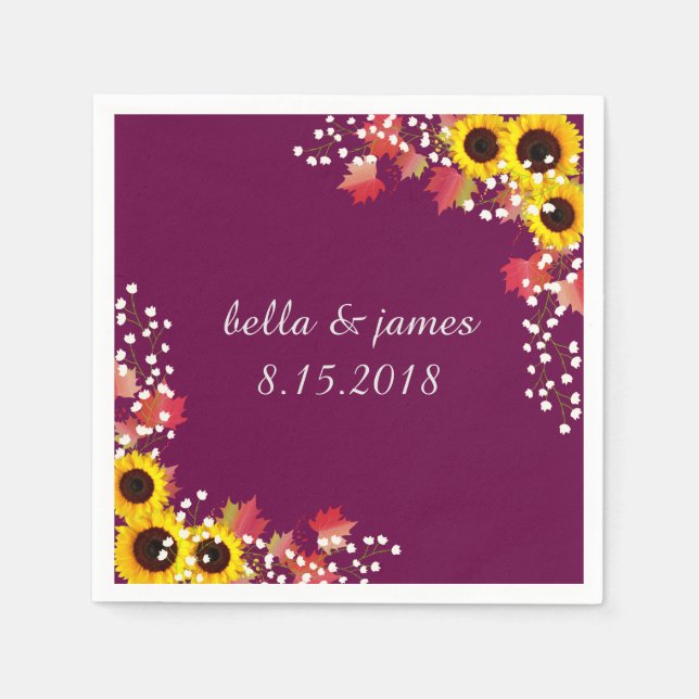 Guardanapo De Papel Papel Personalizado De Pluma De Girassol Cai Em Ná (Frente)