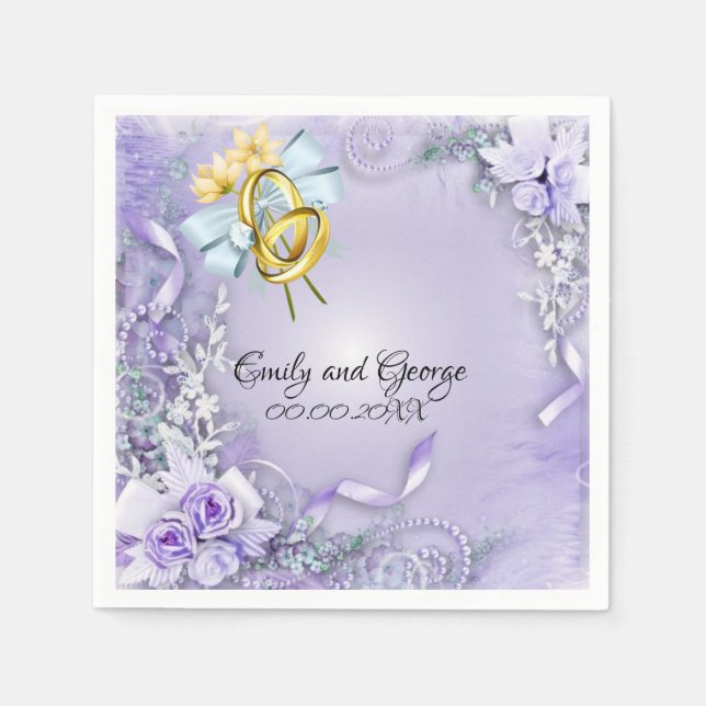 Guardanapo De Papel Papel personalizável para casamentos roxos elegant (Frente)