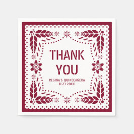Guardanapo De Papel Papel picado burgundy Obrigado QUINCEAÑERA