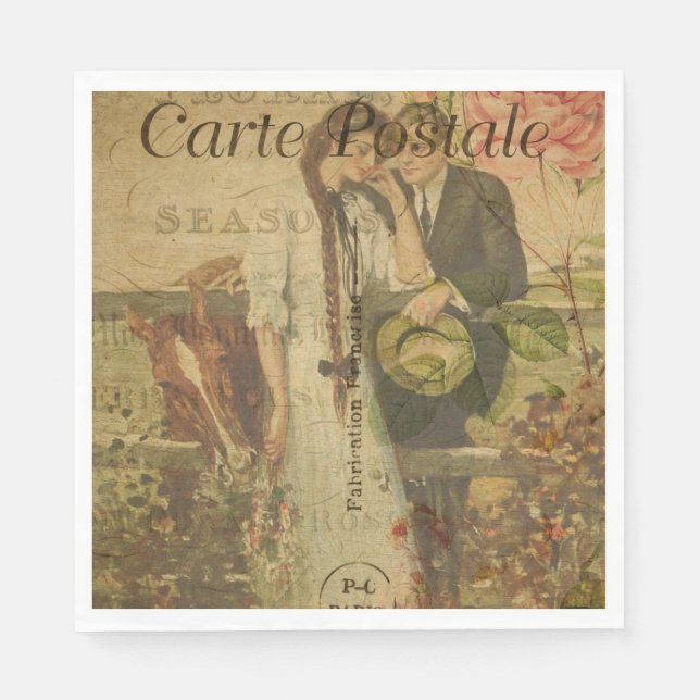 Guardanapo De Papel Papel postal francês Napkin (Frente)