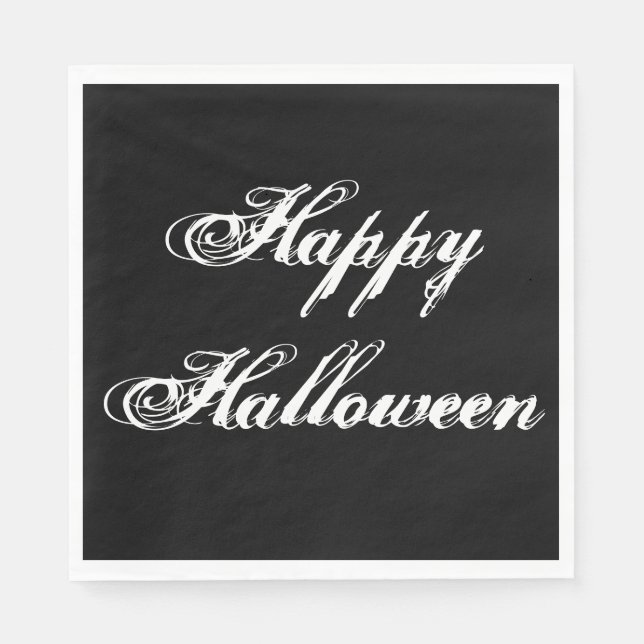 Guardanapo De Papel Papel Preto Feliz de Halloween Napkin (Frente)