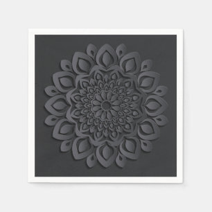 Guardanapo De Papel Papel Preto Formal Corte Mandala