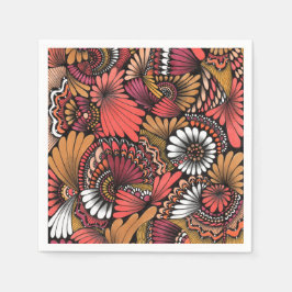 Guardanapo De Papel Papel Terracota de Padrão Zentangle Floral de Outo