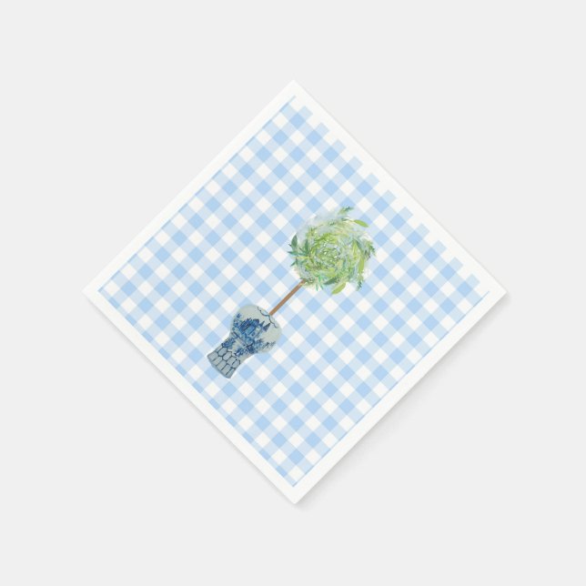 Guardanapo De Papel Papel Tópico Gingham Azul (Canto)
