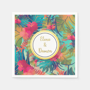 Guardanapo De Papel Papel tropical do casamento do verão das folhas d