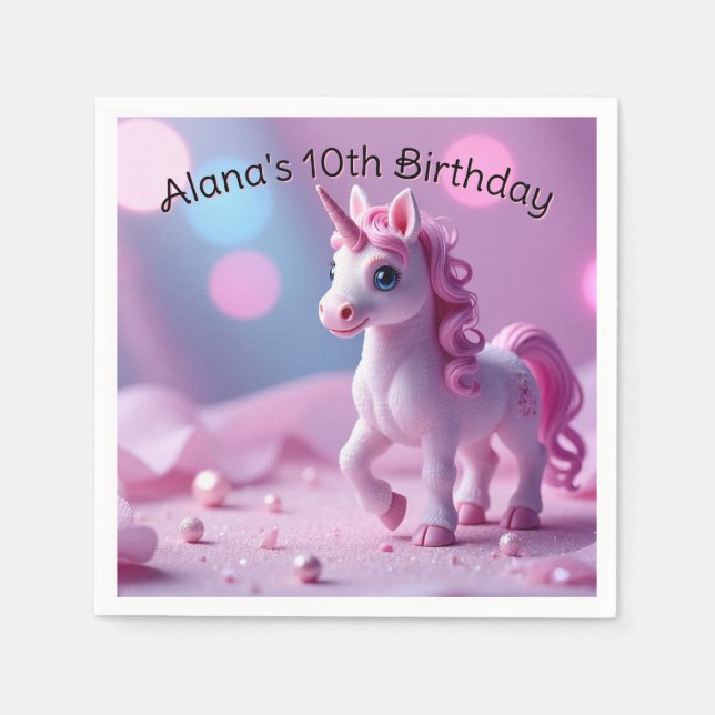 Guardanapo De Papel Papel Unicorn Rosa Pôneo Napkins (Frente)