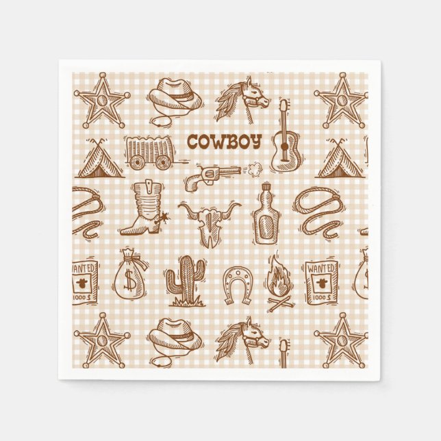Guardanapo De Papel Papel Western Cowboy (Frente)