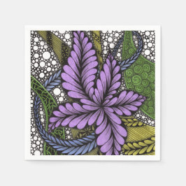 Guardanapo De Papel Papel Zentangle Floral Tropical Roxo Artístico Na