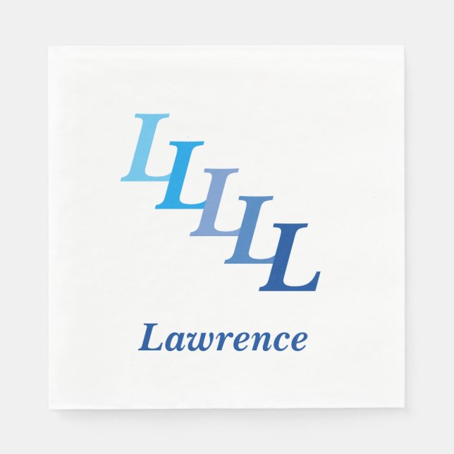 Guardanapo De Papel Papelada - Iniciais com Nome em Azul (Frente)