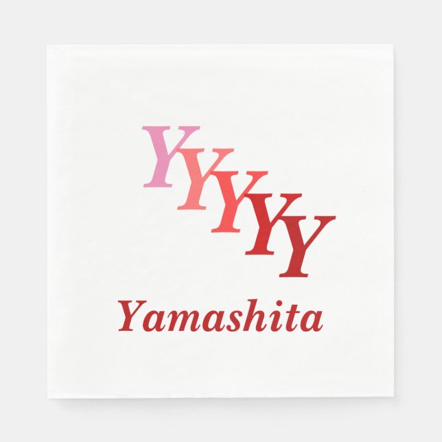 Guardanapo De Papel Papelada - Iniciais com Nome em Vermelho (Frente)