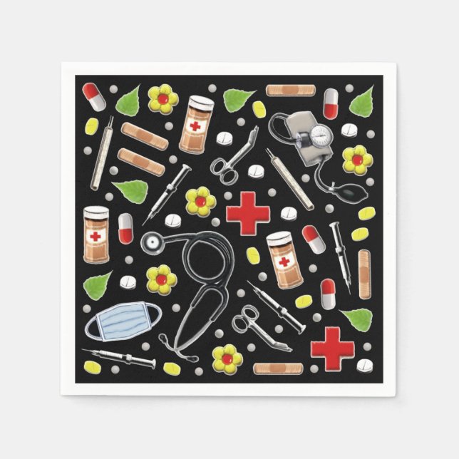 Guardanapo De Papel Papelão de festas médicas (Frente)