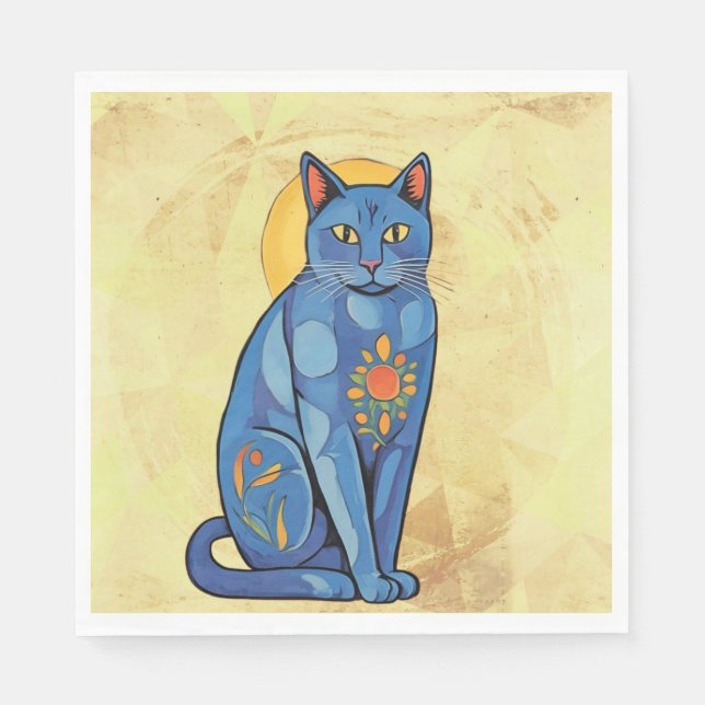 Guardanapo De Papel Papelão de Gato Azul (Frente)