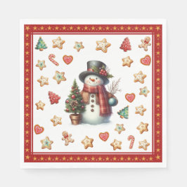 Guardanapo De Papel Paper Napkin Lunch Snowman and Christmas Cookies