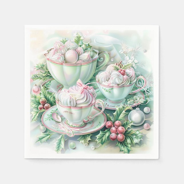 Guardanapo De Papel Paper Napkin-Pink Victorian Christmas (Frente)